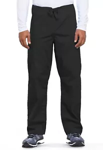 Cherokee Workwear Unisex Drawstring Cargo Pants Black Plus Size 3XL - Picture 1 of 8