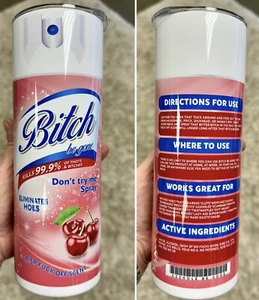 NEU! CHERRY BITCH BE GONE SPRAY 20 OZ EDELSTAHL BECHER + DECKEL & STROHHALM - Bild 1 von 6
