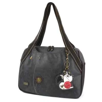 New Chala Bowling Zip Tote Shoulder Large Bag Coin Purse  BLACK gift FAT CAT - Image 1 of 4