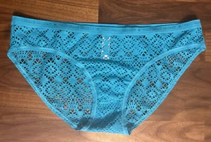 Victoria Secret Blue Panties Lace Mesh Bikini Size Small Rare - Picture 1 of 6