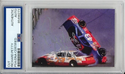 RICHARD PETTY NASCAR CRASH FLIP SIGNED PHOTOGRAPH AUTOGRAPH PSA DNA COA PICTURE - Image 1 of 2