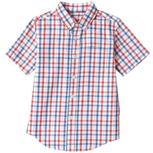 NWT Americana XS 4/5 Button-Down Shirt Plaid Gingham Red White Blue Boys July - Picture 1 of 7