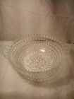 DEPRESSION CLEAR GLASS 8" BOWL BEADS, DIAMOND POINTS WITH HANDLES STAR PATTERN