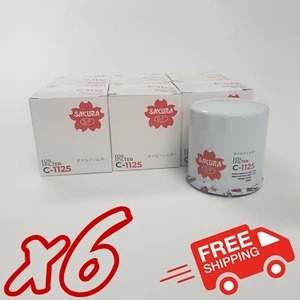 6x Pack of Sakura C-1125 Oil Filters - Equivalent of Ryco Z386 - Picture 1 of 1