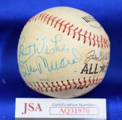 Stan Musial JSA COA Autograph Catfish Hunter All Star Signed Baseball - Image 1 of 2
