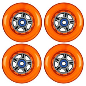 4 Orange Sil 100mm Replacement Wheels & ABEC-7 Bearings for Razor Kick Scooter