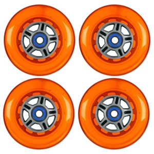 4 Orange Sil 100mm Replacement Wheels & ABEC-7 Bearings for Razor Kick Scooter - Picture 1 of 2