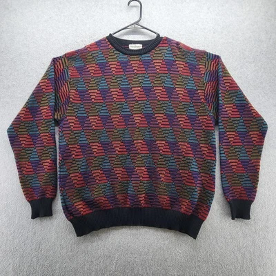 Suéter Norm Thompson Para Hombres XL Multicolor Lana Merino Tejido Geométrico Pullover Foto 1 de 4