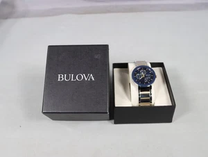 Bulova Modern 40mm Two-tone Stainlesss Steel Blue Dial Chronograph watch 98C123 - Picture 1 of 12
