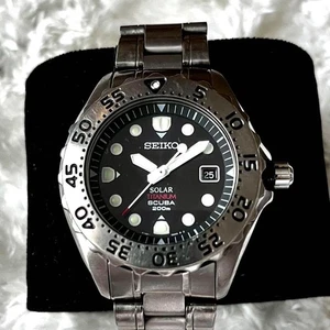 Seiko Prospex Titanium Diver V145-0AH0 Solar Quartz Analog Men's Wristwatch - Picture 1 of 24