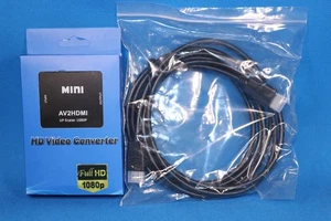 RCA to HDMI 1080P HD Converter Composite Audio Video Adapter AV2HDMI +10FT CABLE - Picture 1 of 2