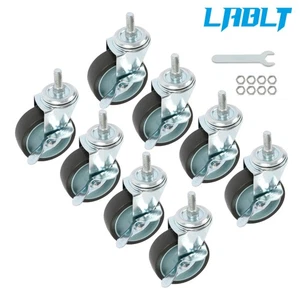 LABLT 8Pcs 3" Casters Plate Swivel Caster Wheels with Side Brake 3/8"-16 × 1" - Picture 1 of 15