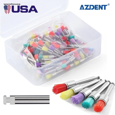 100pzas Tazón de Fuente de Nylon Colorido Dental Cepillo Profiláctico Pulido US - Image 1 of 4