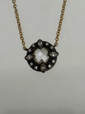 Conjunto de bisel redondo dorado y negro Freida Rothman collar ajustable de piedra 16-18 pulgadas Foto 1 de 3