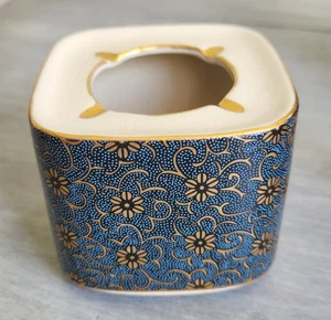 Ancien cendrier japonais Kutani porcelaine Kai bleu doré Aotibu - Photo 1/8
