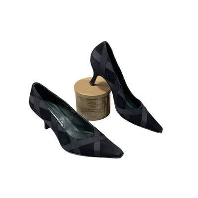 Zapatos de salón Donald J Pliner de cuero gamuza negro gatito tacón alto para mujer talla 7,5” Foto 1 de 4