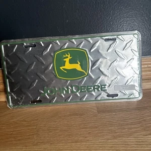 New Sealed John Deere Diamond Plate Farming License Plate Man Cave Black Chrome - Picture 1 of 11