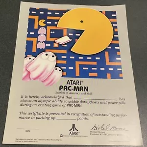 Atari Pac-Man Citation of Accuracy and Skill 2600 VCS award certificate 1982 - Picture 1 of 3