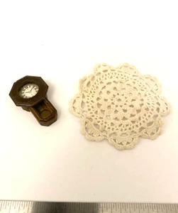 Vintage Miniature Dollhouse Clock and Rug set - Picture 1 of 8