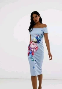 Ted Baker London Hailly bardot dress in raspberry ripple print ( Size 4 (UK) 14 - Picture 1 of 15