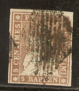 SUIZA Yvert 32 (º) 5 Rp Brun rojo CERTIFICADO DE AUTENTICIDAD 1854/1862 NL596 - Bild 1 von 3