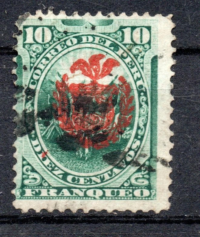 PERU, ESCUDO DE CHILE, GUERRA DEL PACIFICO, MATASELLOS DE MUDO DE LIMA - Image 1 of 1