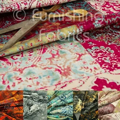 New Soft Printed Velvet Patchwork Damask Traditional Pattern Upholstery Fabric - Image 1 of 4