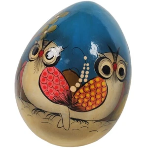 Vintage Mexican Folk Art Paper Mache Egg Easter L Nuno Giraffe Bird Sermel Owl - Foto 1 di 23