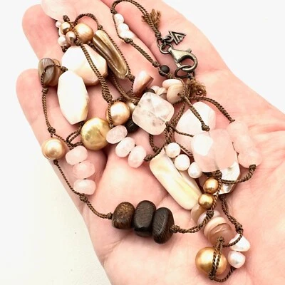 Collar mujer Silpada plata esterlina perla cuarzo rosa N1428 Foto 1 de 3