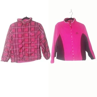 Розовая двусторонняя флисовая куртка на молнии ZeroXposur для девочек размер большой - Изображение 1 из 4