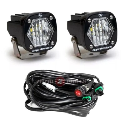 Baja Designs® S1 LED Pod Lights Pair Clear Wide Cornering w/Wire Harness 387805 - Image 1 of 4