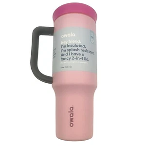 OWALA 40 OZ NEW TRAVEL TUMBLER STAINLESS STEEL PINK SKIES w/ STRAW *RARE - Picture 1 of 8