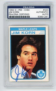 1982 O-Pee-Chee #323 Jim Korn Maple Leafs Signed PSA DNA AUTO