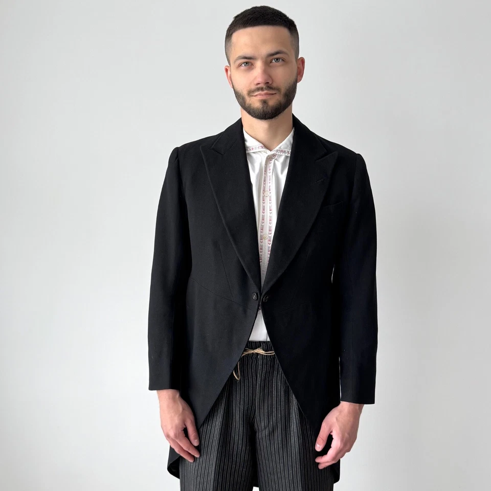 Casaco de lã matinal vintage anos 30 sob medida 1935 datado antigo britânico - Imagem 1 de 4