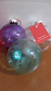 Juego de 3 Adornos Navideños BOLAS IRROMPIBLES TRANSPARENTES, VERDE AZULADO Y PÚRPURA TRANSPARENTE - Imagen 1 de 4