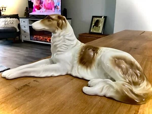 VINTAGE 1950er BARZI BORZOI PORZELLAN GEROLD WINDHUND WINDHUND HUNDEFIGUR 12 ZOLL - Bild 1 von 24