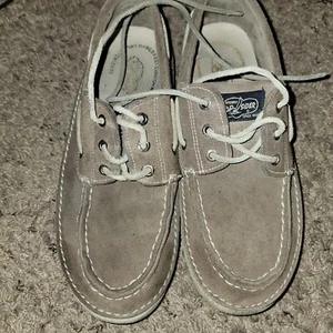 Sperry Top Siders Boat Shoes Lace Up Taupe Gray Deck Sailing Men's Size 8½M - Picture 1 of 9