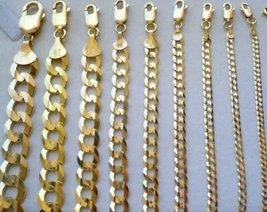 2MM- 11MM 14K SOLID YELLOW GOLD CUBAN LINK WOMEN/ MEN'S NECKLACE CHAIN 16"-30" - Picture 1 of 4