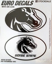 Boise State Broncos 2-Pack EURO STYLE Oval Home Auto Decals Sticker University