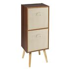 Wooden 2 Tier Storage Bookcase Scandinavian Style Legs Bedroom Colourful Inserts