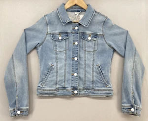 Girls Cat & Jack Denim Jacket XL 14/16 Light Wash Stretch Embroidered Awesome - Picture 1 of 13