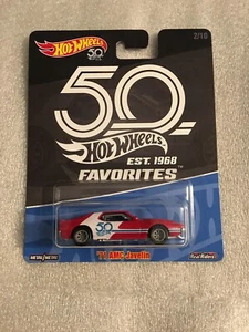'71 AMC Javelin 2018 Hot Wheels 50th Favorites Real Riders RED White Blue B101 - Picture 1 of 8