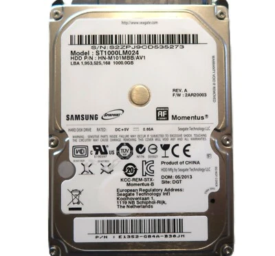 Samsung ST1000LM024 HN-M101MBB/AV1 2AR20003 (S2ZP) E1352-G84A 2.5" 1TB 05/2013 - Image 1 of 4
