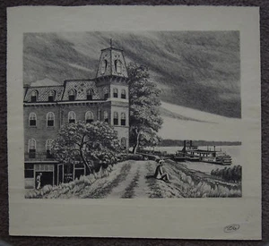 H.O. Robertson - Rare Exhibited Dallas Nine Print - "Dockers Riverside Hotel" - Picture 1 of 4
