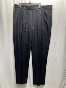 Roundtree & Yorke Mens 42x36 Black Pleated Cuffed Dress Pants - Picture 1 of 15