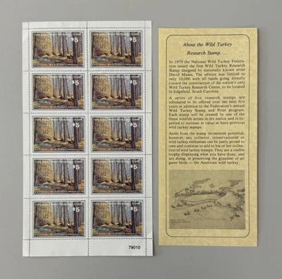 1979 Wild Turkey Federation Research Stamp - Sheet of 10 - Image 1 of 4