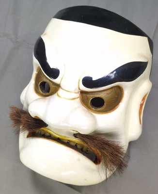 Máscara de cerámica japonesa Bitchu Kagura Susanoo Oni Noh 9,1 x 7,5 x 4,3 pulgadas Showa Retro Foto 1 de 4