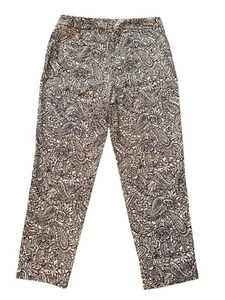 Talbots Pantaloni Chino Cropped Relaxed High Rise Paisley Nero Bianco Cerniera Taglia 6 - Foto 1 di 9