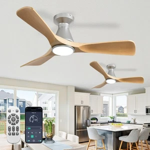 42" 2 Pack Ceiling Fan with Light Wood 3 Blade with Remote APP Smart Control - Picture 1 of 8