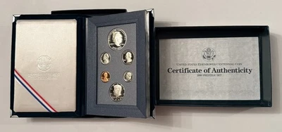 U.S. Mint, 1990 Prestige Set, Eisenhower Silver Dollar, 6 Coins, COA and Box  - Image 1 of 4